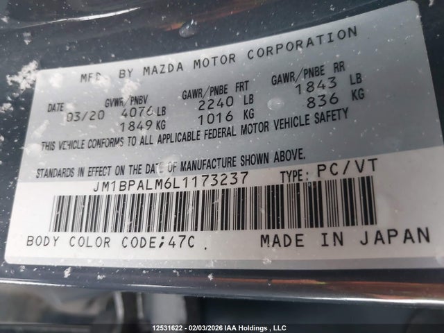 JM1BPALM6L1173237 Mazda MAZDA3