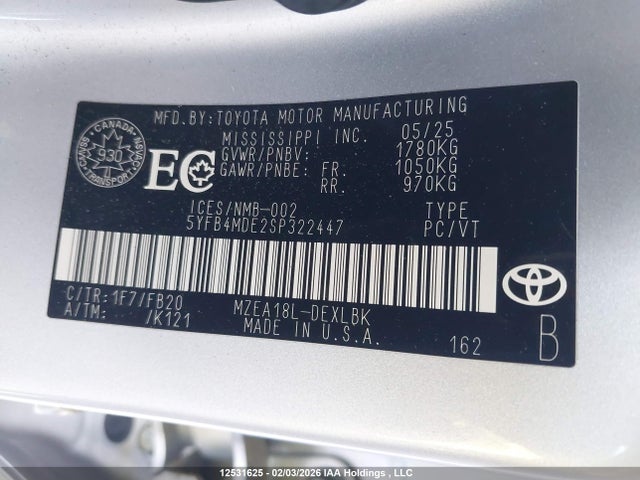 5YFB4MDE2SP322447 Toyota COROLLA LE