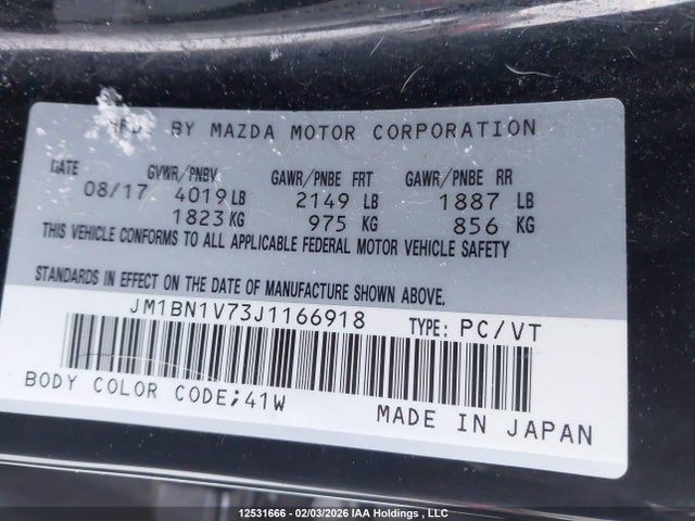 JM1BN1V73J1166918 Mazda 3 Gs