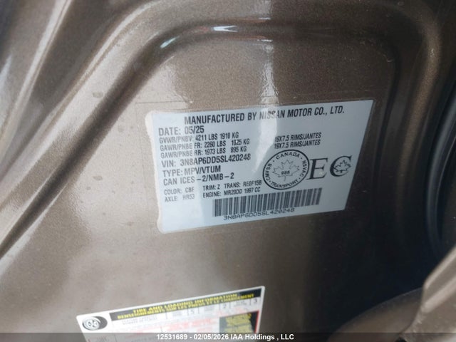 Aukcja sprzedaży 2025 Nissan Kicks, vin: 3N8AP6DD5SL420248, numer aukcji: 12531689