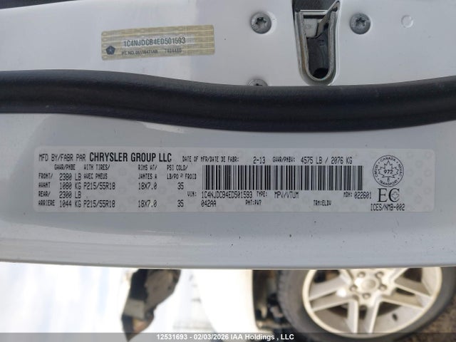 12531693 :رقم المزاد ، 1C4NJDCB4ED501593 vin ، 2014 Jeep Compass Limited مزاد بيع