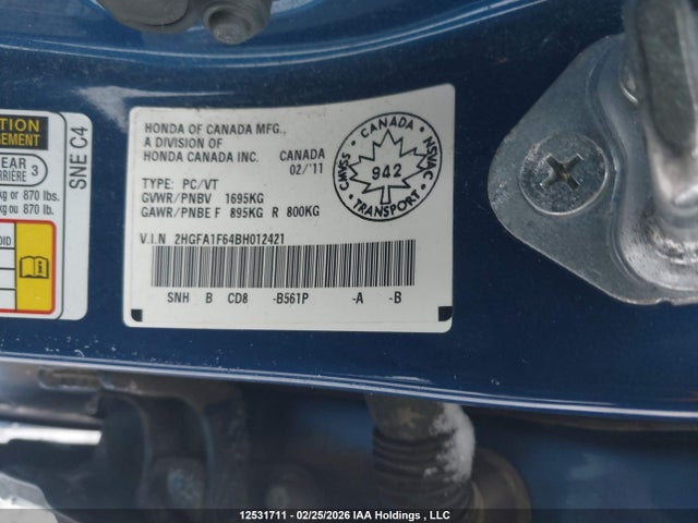 Aukcja sprzedaży 2011 Honda Civic Se, vin: 2HGFA1F64BH012421, numer aukcji: 12531711