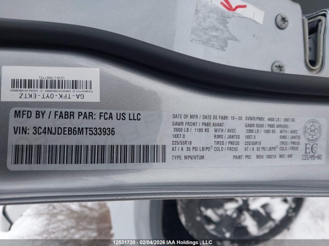 Jeep Compass Altitude 2021 3C4NJDEB6MT533936 Image 9