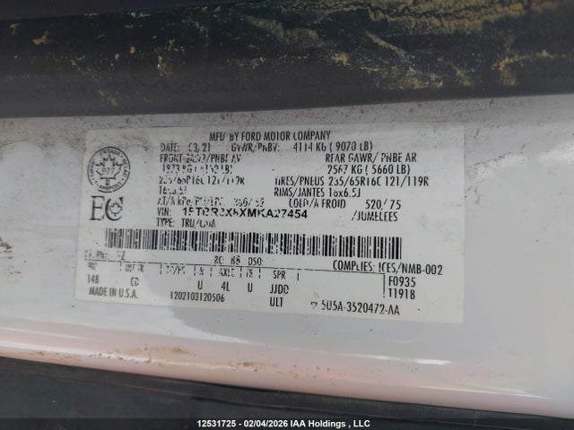 Ford Transit T-250 2021 1FTBR3X8XMKA27454 Image 9