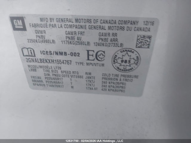 2GNALBEKXH1554767 Chevrolet EQUINOX LS