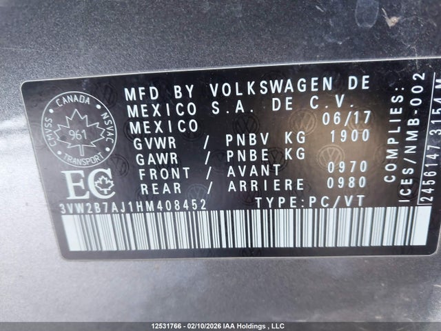 Volkswagen JETTA S 2017 3VW2B7AJ1HM408452 Image 9