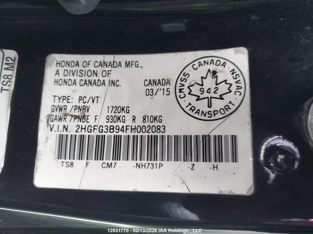 2HGFG3B94FH002083 Honda Civic