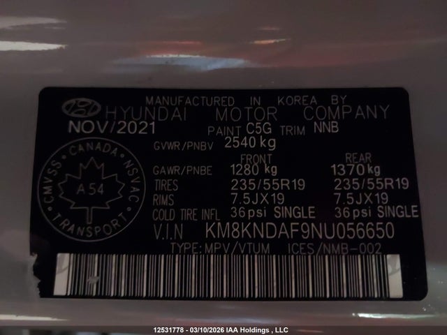 KM8KNDAF9NU056650 Hyundai Ioniq 5 Sel