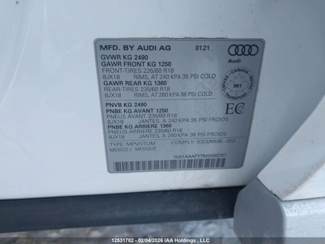 WA1AAAFY7M2050757 Audi Q5 PREMIUM