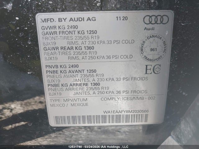 WA1EAAFY8M2030566 Audi Q5 Progressiv