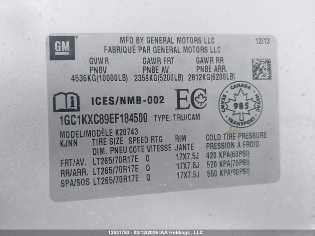 1GC1KXC89EF184500 Chevrolet Silverado 2500hd Lt