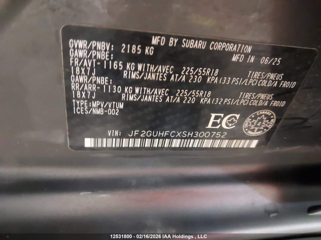 JF2GUHFCXSH300752 Subaru Crosstrek Sport