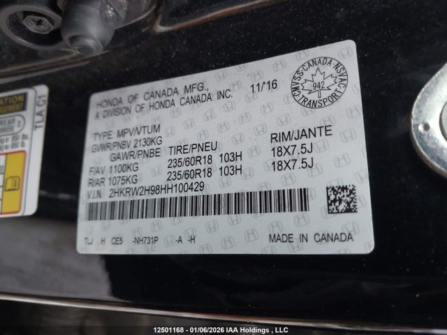 2HKRW2H98HH100429 Honda Cr-v Touring