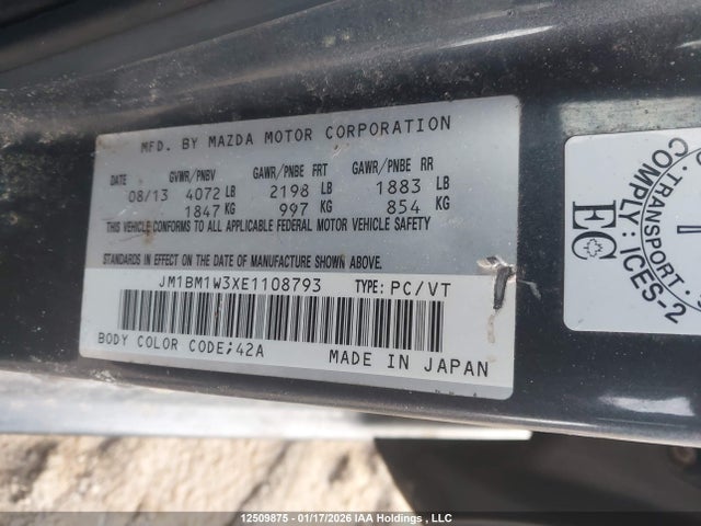 Mazda Mazda3 Gt-sky 2014 JM1BM1W3XE1108793 Image 9