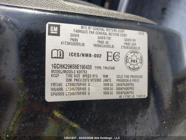 Продаж на аукціоні авто 2008 Chevrolet Silverado K2500 Heavy Duty, vin: 1GCHK29K68E196439, номер лоту: 12531837