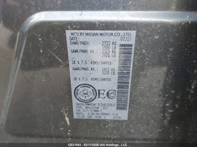 5N1DL0MM2HC556502 Infiniti QX60