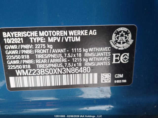 WMZ23BS0XN3N86480 Mini Se Countryman Cooper
