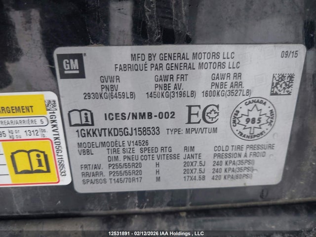1GKKVTKD5GJ158533 GMC Acadia Denali