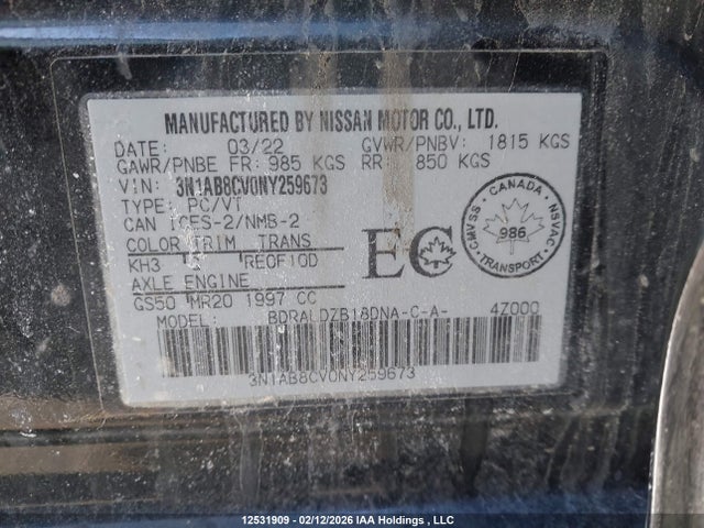 Nissan SENTRA SV 2022 3N1AB8CV0NY259673 Image 17