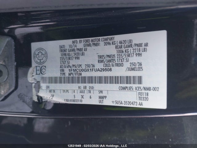 1FMCU0GX1FUA29508 Ford ESCAPE SE