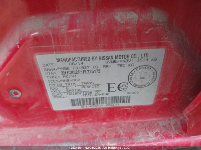 3N1CK3CP1FL225172 Nissan Micra