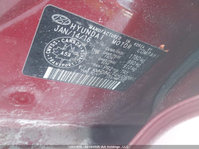 KMHD84LF4HU093851 Hyundai Elantra