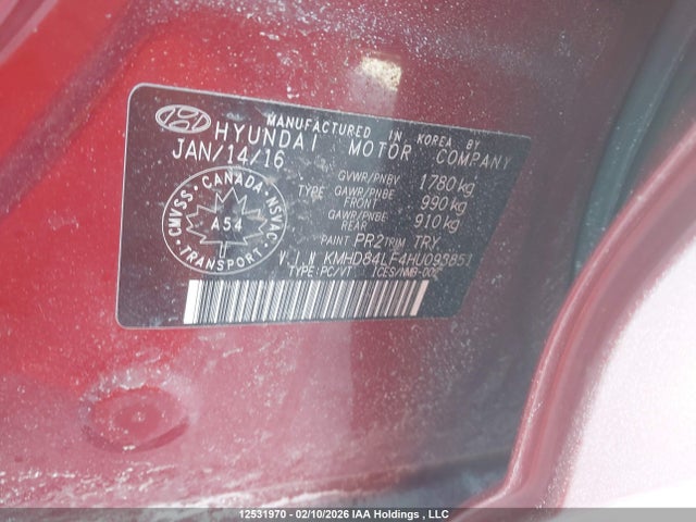 KMHD84LF4HU093851 Hyundai Elantra