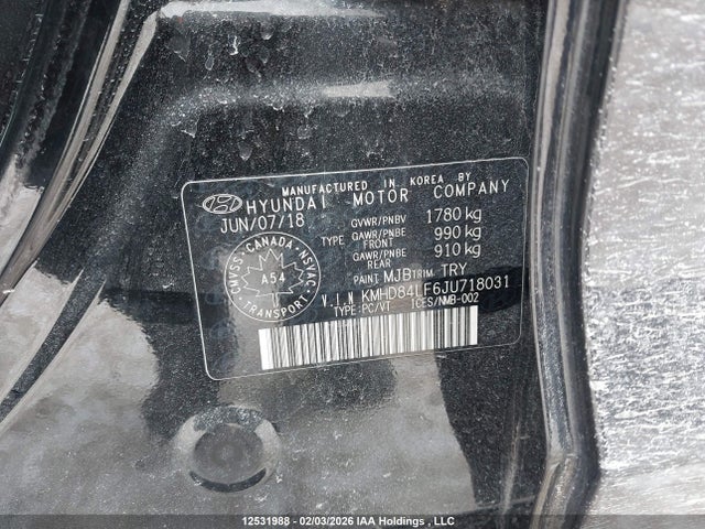 KMHD84LF6JU718031 Hyundai ELANTRA GL