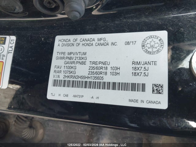 2HKRW2H55HH135605 Honda CR-V EX