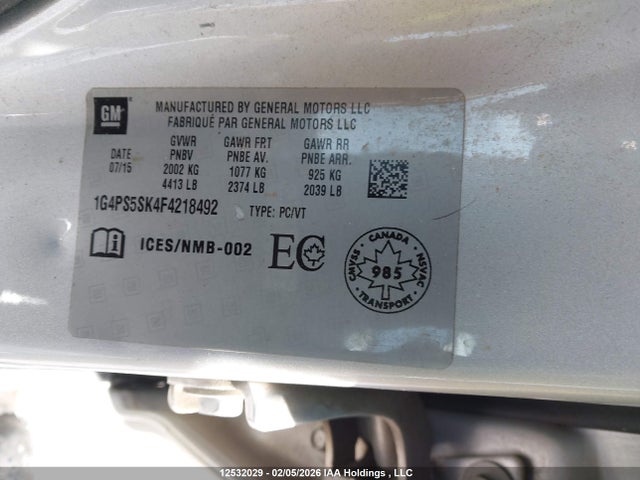 1G4PS5SK4F4218492 Buick Verano