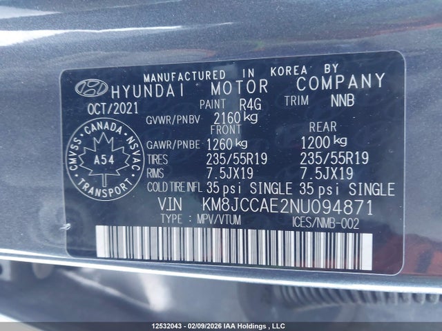 KM8JCCAE2NU094871 Hyundai Tucson N Line Awd