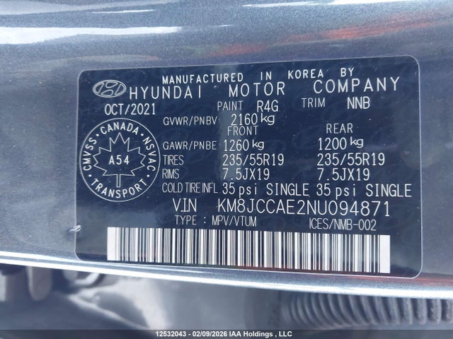 KM8JCCAE2NU094871 Hyundai Tucson N Line Awd