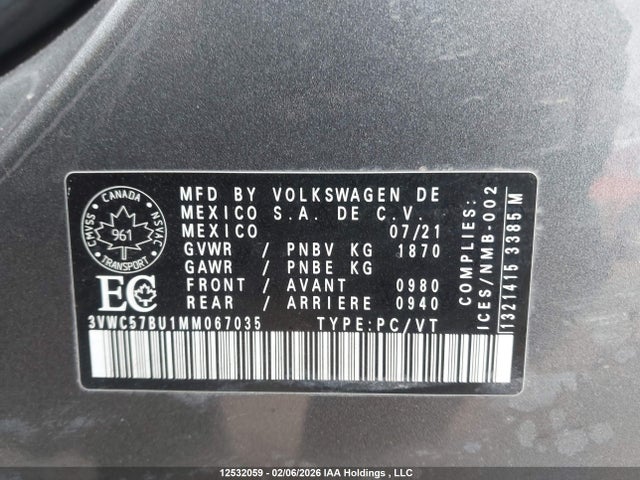 3VWC57BU1MM067035 Volkswagen Jetta