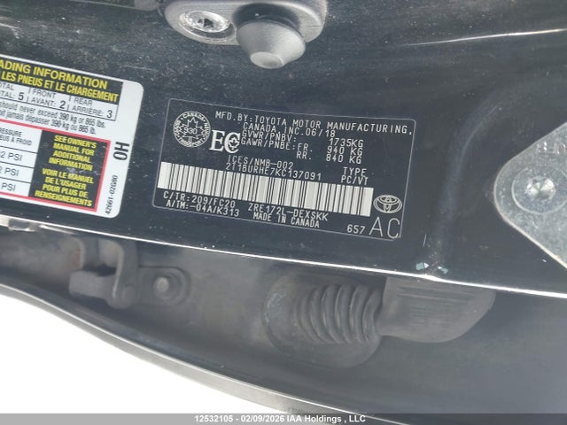 2019 Toyota Corolla მანქანა იყიდება აუქციონზე, vin: 2T1BURHE7KC137091, აუქციონის ნომერი: 12532105