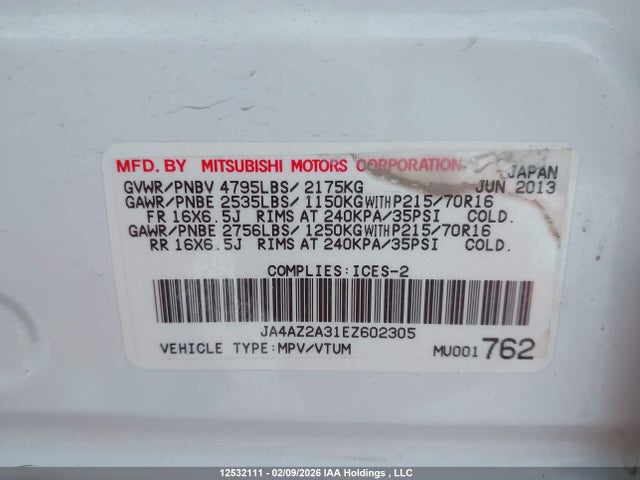 JA4AZ2A31EZ602305 Mitsubishi Outlander