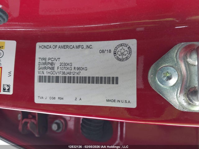 1HGCV1F38JA812147 Honda Accord Sport