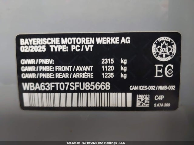 Aukcja sprzedaży 2025 Bmw M340i Xdrive, vin: WBA63FT07SFU85668, numer aukcji: 12532130