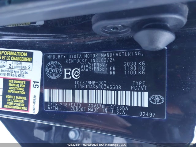 4T1G11AK5RU245508 Toyota Camry Se Night Shade/se