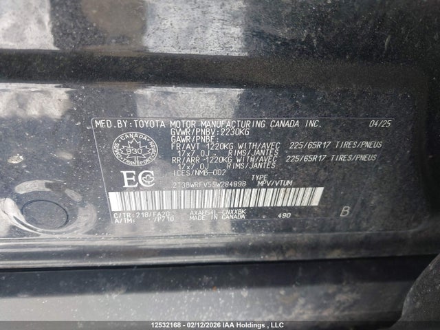 12532168 :رقم المزاد ، 2T3BWRFV5SW284898 vin ، 2025 Toyota Rav4 Hybrid مزاد بيع