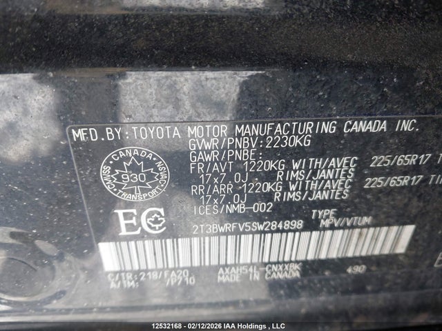 12532168 :رقم المزاد ، 2T3BWRFV5SW284898 vin ، 2025 Toyota Rav4 Hybrid مزاد بيع