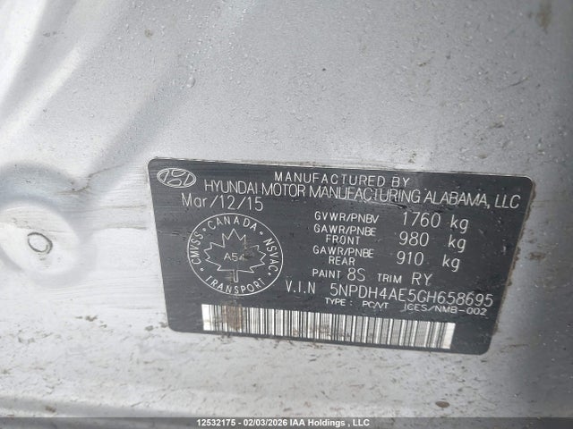 Aukcja sprzedaży 2016 Hyundai Elantra Se/sport/limited, vin: 5NPDH4AE5GH658695, numer aukcji: 12532175