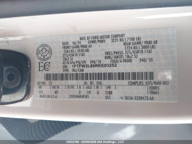 1FTFW3L86RKE03252 Ford F150 Xlt