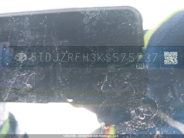 5TDJZRFH3KS575737 Toyota Highlander Se/xle