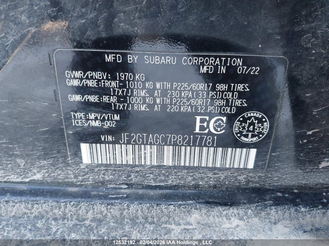 JF2GTAGC7P8217781 Subaru Crosstrek Premium