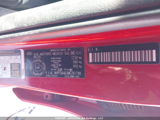 3KPF54AD2ME281798 KIA Forte