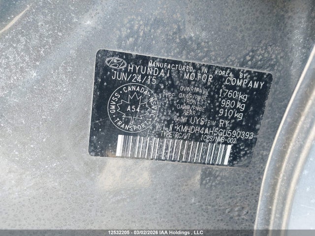 KMHDH4AH5GU590393 Hyundai Elantra Gls