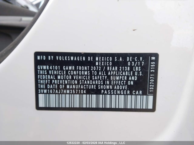 3VW167AJ7HM357104 Volkswagen JETTA S