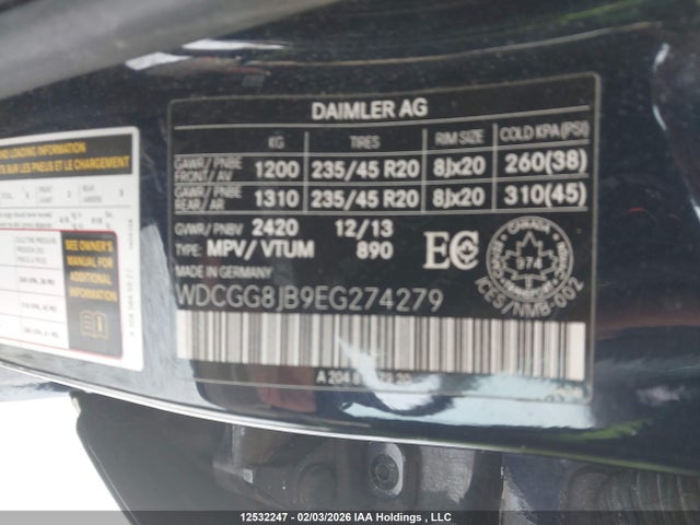 WDCGG8JB9EG274279 Mercedes-Benz Glk 350 4matic