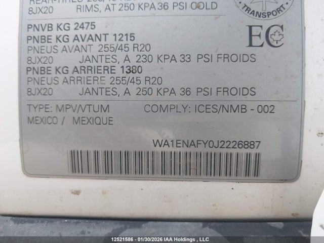 WA1ENAFY0J2226887 Audi Q5 2.0t Progressiv