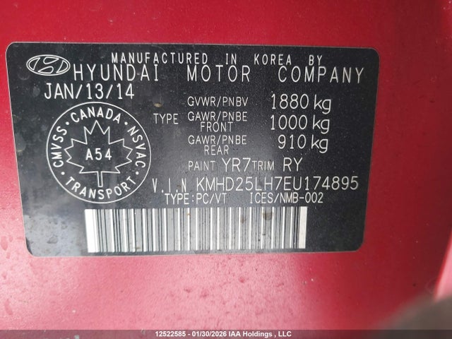 KMHD25LH7EU174895 Hyundai Elantra Gt Gl
